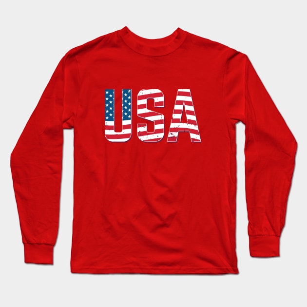 USA Flag retro Long Sleeve T-Shirt by phatvo